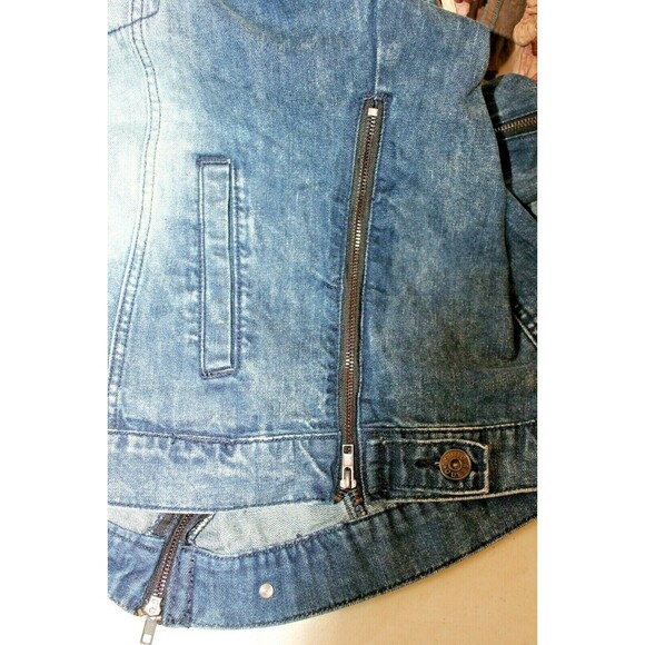 Guess Los Angeles Trucker Jean Jacket Denim Side Zip Sleeve Zip Womens Size XXL - Picture 5 of 8